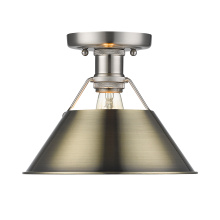 Golden 3306-FM PW-AB - Yep by Golden Lighting Orwell 1-light Flush Mount in Pewter and Aged Brass shade